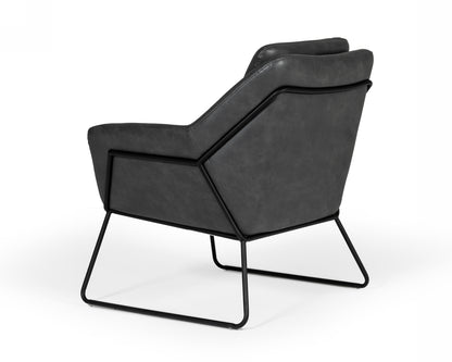Modrest Jennifer Industrial Dark Grey Eco-Leather Accent Chair
