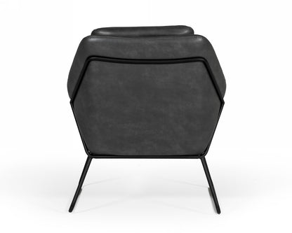 Modrest Jennifer Industrial Dark Grey Eco-Leather Accent Chair