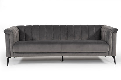 Divani Casa Jeremy Modern Grey Velvet Sofa