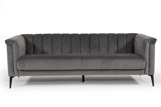 Divani Casa Jeremy Modern Grey Velvet Sofa