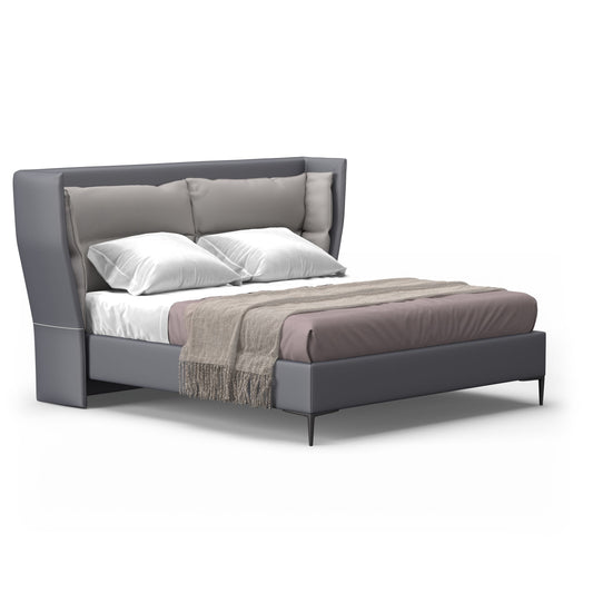 Modrest Jolene East King Dark and Light Grey Leatherette Bed