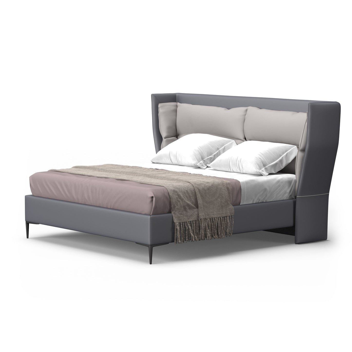 Modrest Jolene East King Dark and Light Grey Leatherette Bed