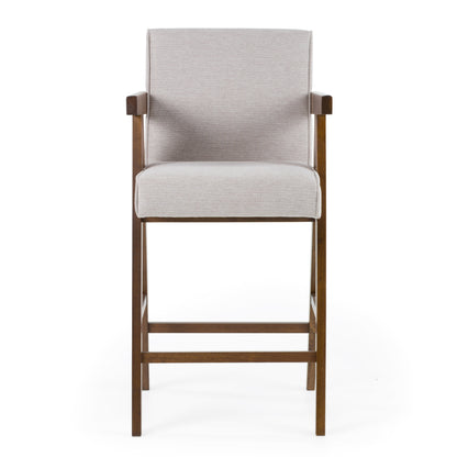 Modrest Joseline Modern Beige Fabric Walnut Counter Chair
