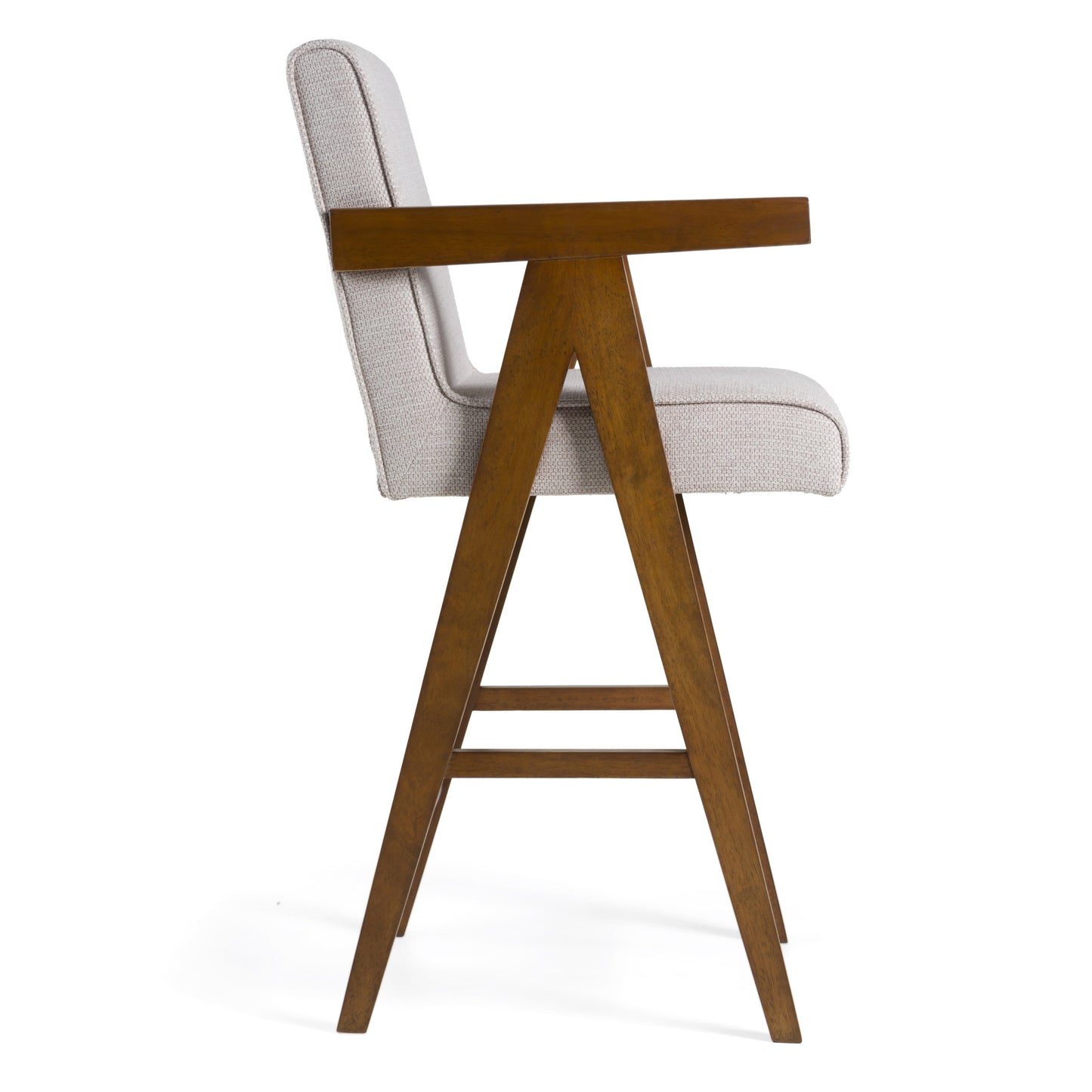 Modrest Joseline Modern Beige Fabric Walnut Counter Chair
