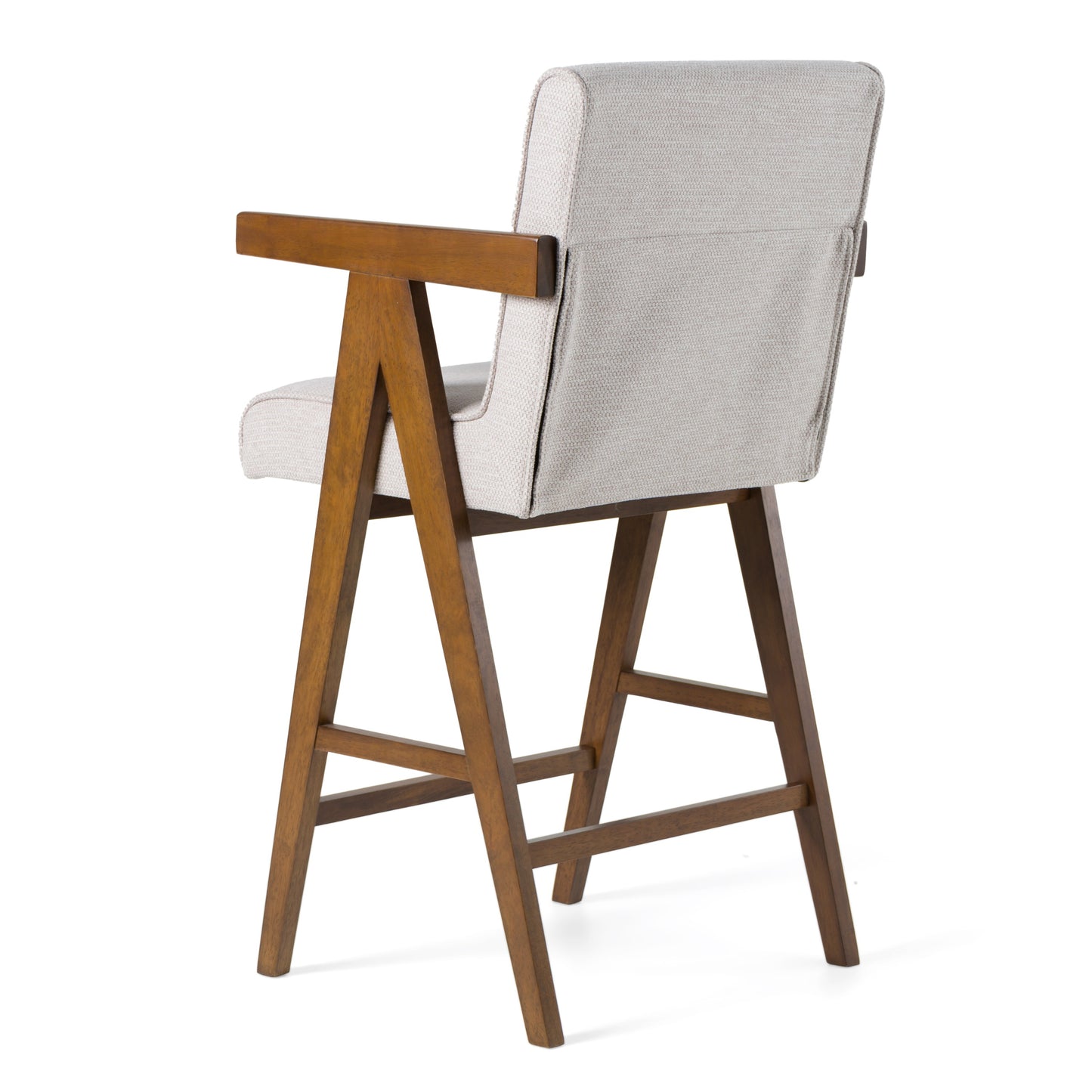 Modrest Joseline Modern Beige Fabric Walnut Counter Chair
