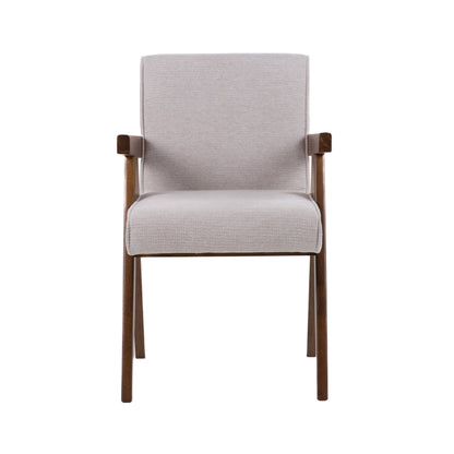 Modrest Joseline Modern Beige Fabric Walnut Dining Chair