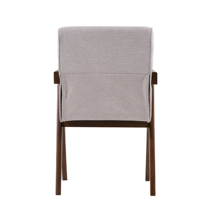Modrest Joseline Modern Beige Fabric Walnut Dining Chair