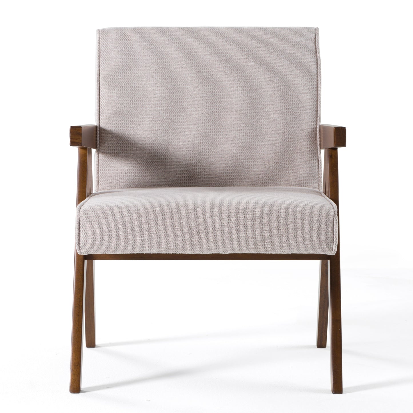 Modrest Joseline Modern Beige Fabric Walnut Accent Chair