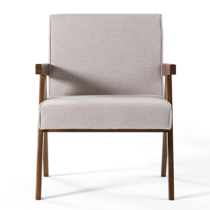 Modrest Joseline Modern Beige Fabric Walnut Accent Chair