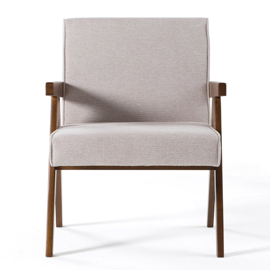 Modrest Joseline Modern Beige Fabric Walnut Accent Chair