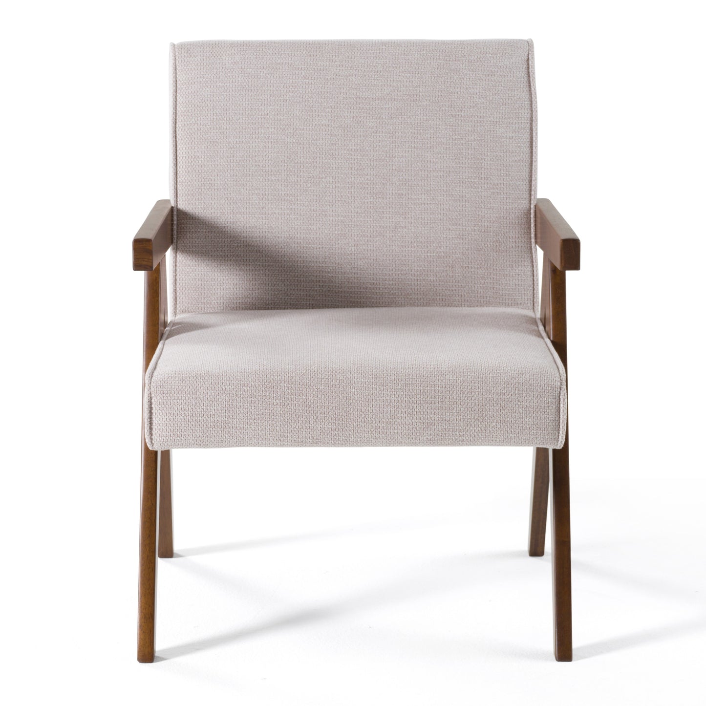 Modrest Joseline Modern Beige Fabric Walnut Accent Chair