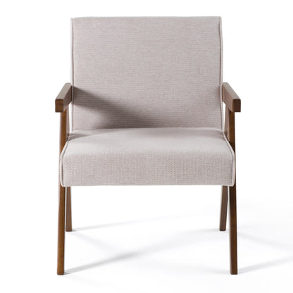 Modrest Joseline Modern Beige Fabric Walnut Accent Chair