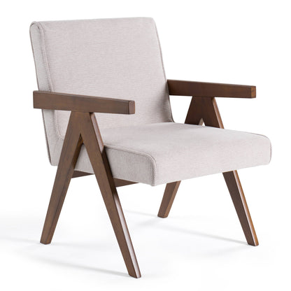 Modrest Joseline Modern Beige Fabric Walnut Accent Chair