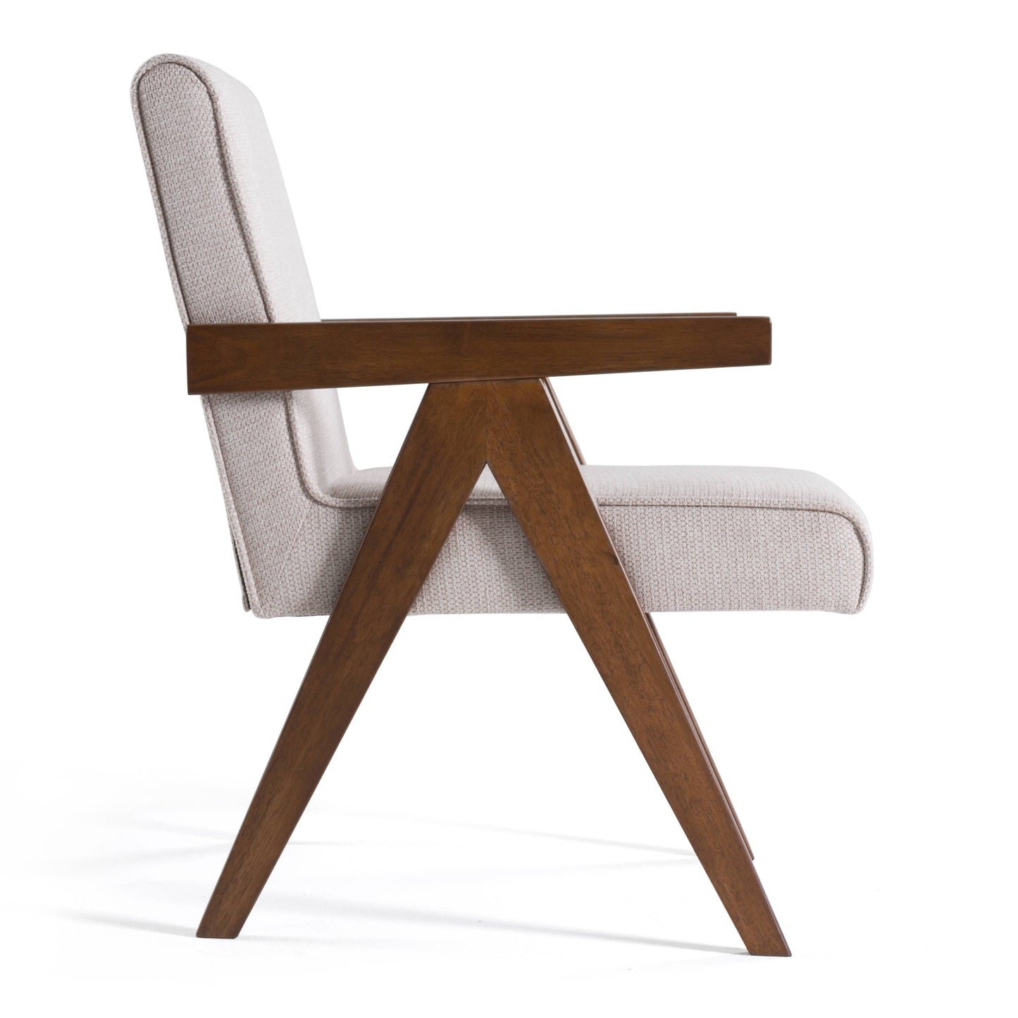 Modrest Joseline Modern Beige Fabric Walnut Accent Chair