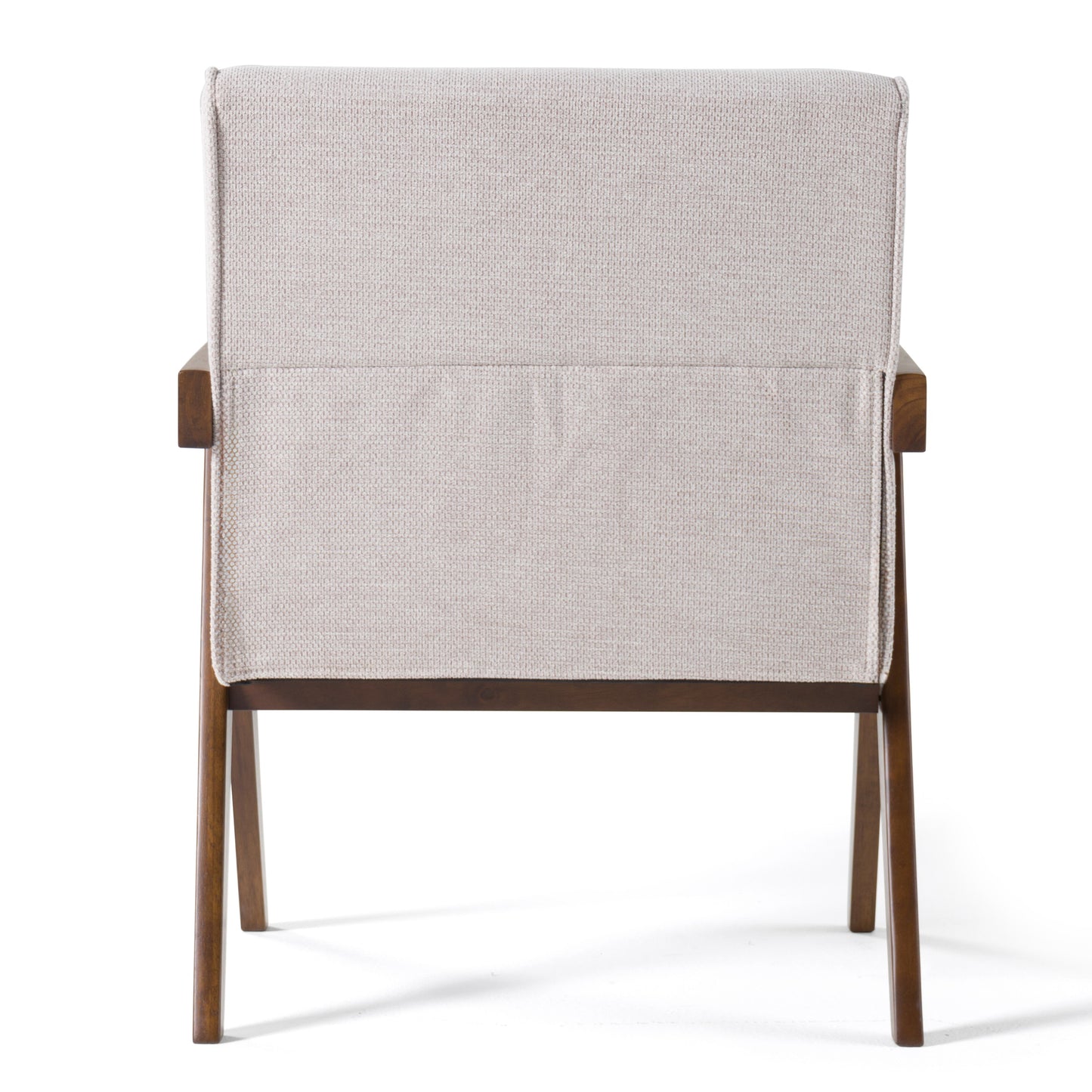 Modrest Joseline Modern Beige Fabric Walnut Accent Chair