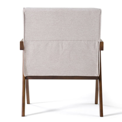 Modrest Joseline Modern Beige Fabric Walnut Accent Chair