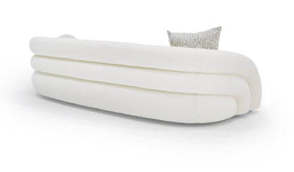 Modrest Joshua Modern 4-Seater Curved White and Taupe Fabric Sofa