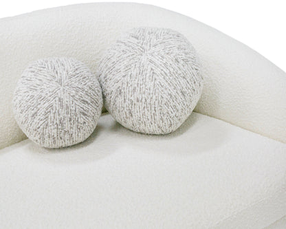 Modrest Joshua Modern 4-Seater Curved White and Taupe Fabric Sofa