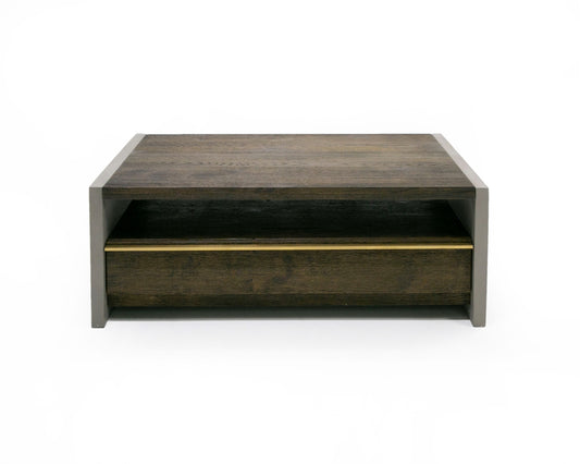 Modrest June Modern Dark Grey Concrete and Walnut Coffee Table