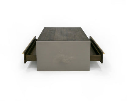 Modrest June Modern Dark Grey Concrete and Walnut Coffee Table