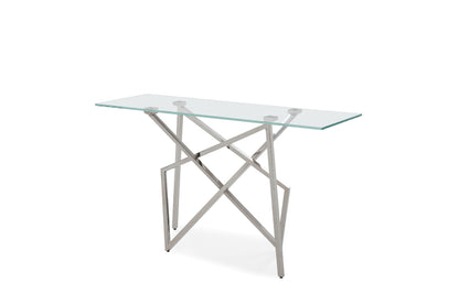 Modrest Hawkins Modern Glass and Stainless Steel Console Table