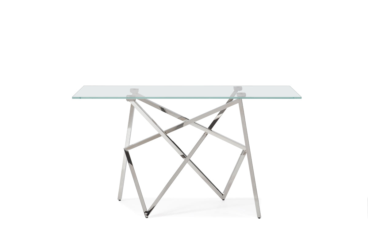 Modrest Hawkins Modern Glass and Stainless Steel Console Table