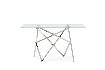 Modrest Hawkins Modern Glass and Stainless Steel Console Table