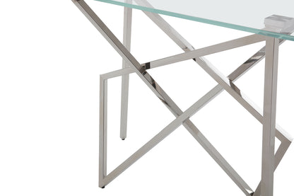Modrest Hawkins Modern Glass and Stainless Steel Console Table