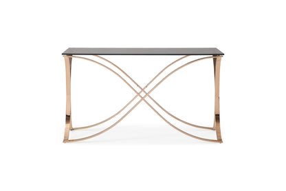 Modrest Reklaw Modern Smoked Glass and Rosegold Console Table