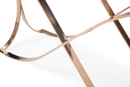 Modrest Reklaw Modern Smoked Glass and Rosegold Console Table