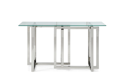 Modrest Valiant Modern Glass and Stainless Steel Console Table