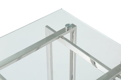 Modrest Valiant Modern Glass and Stainless Steel Console Table