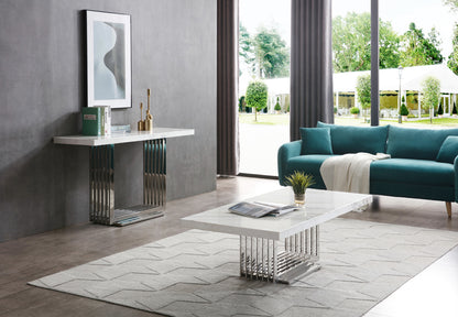 Modrest Kingsley Modern Marble and Stainless Steel Console Table