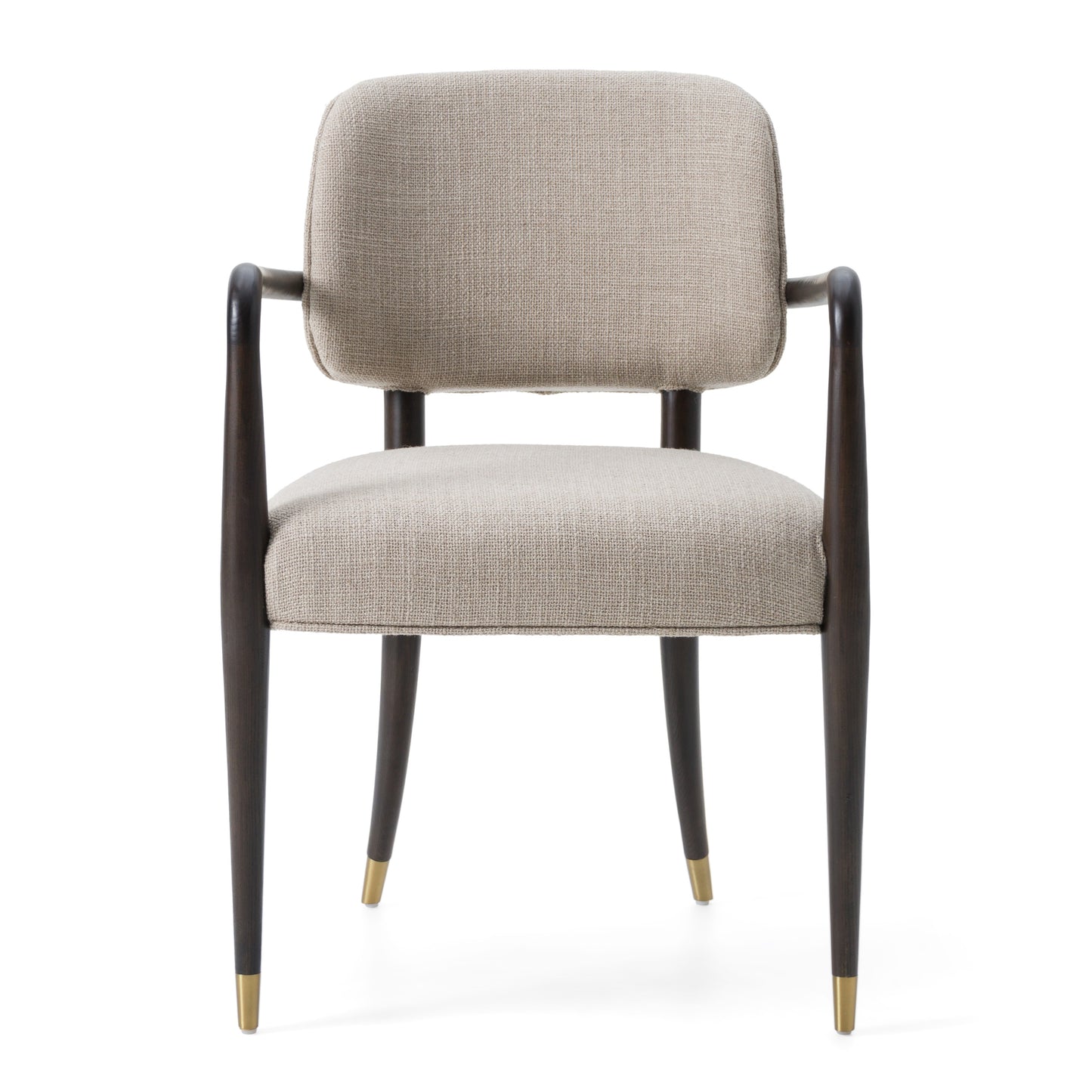 Modrest Kathy Modern Beige Fabric Oak Dining Arm Chair