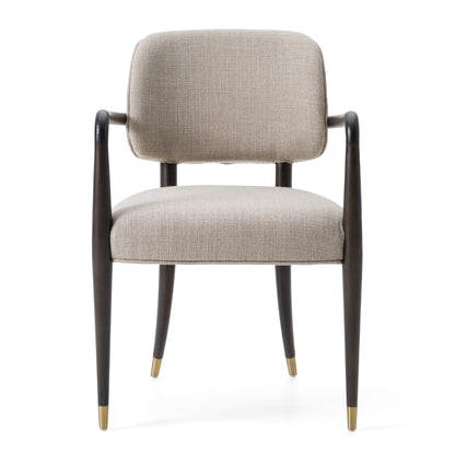 Modrest Kathy Modern Beige Fabric Oak Dining Arm Chair