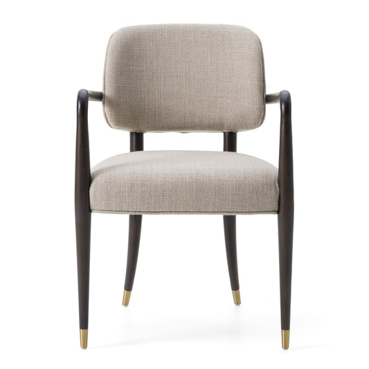 Modrest Kathy Modern Beige Fabric Oak Dining Arm Chair
