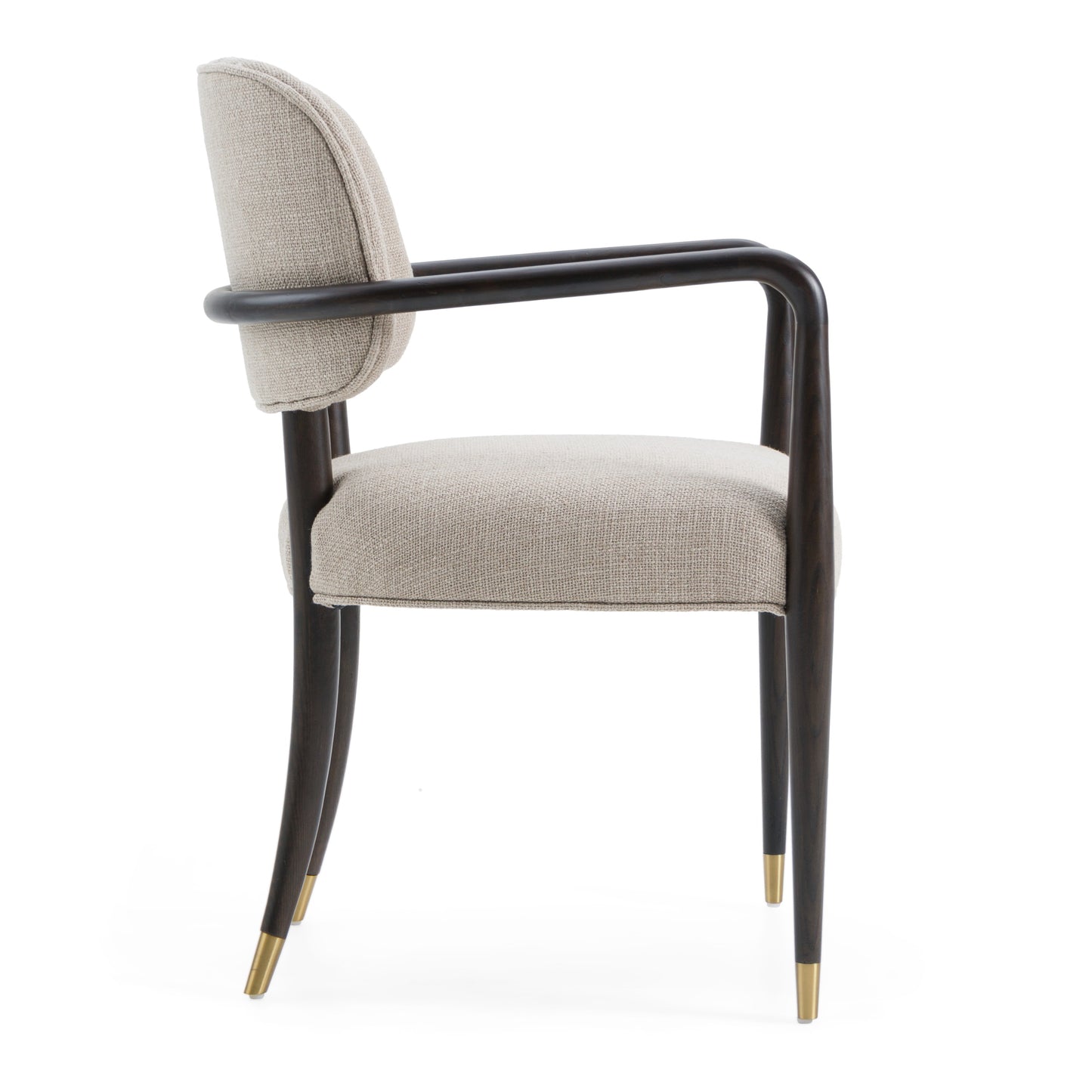 Modrest Kathy Modern Beige Fabric Oak Dining Arm Chair