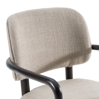 Modrest Kathy Modern Beige Fabric Oak Dining Arm Chair