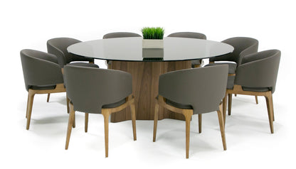 Modrest Kaye Modern Walnut Glass 71" Round Dining Table