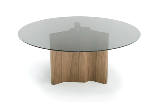 Modrest Kaye Modern Walnut Glass 71" Round Dining Table