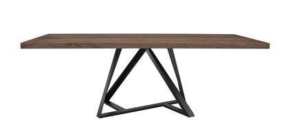 Modrest Keanna Modern Industrial Walnut and Black Dining Table