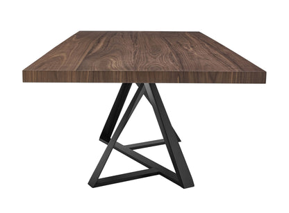 Modrest Keanna Modern Industrial Walnut and Black Dining Table