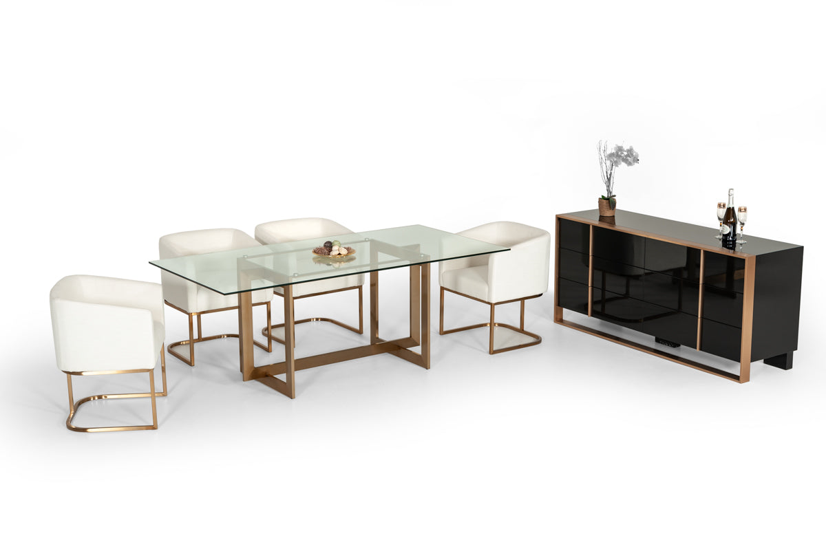 Modrest Keaton Modern Glass and Brass Dining Table