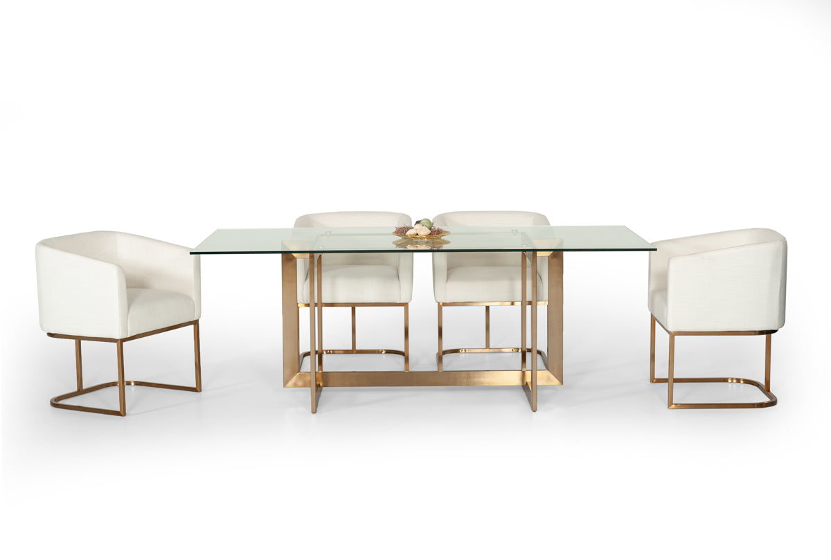 Modrest Keaton Modern Glass and Brass Dining Table