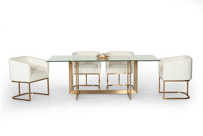 Modrest Keaton Modern Glass and Brass Dining Table