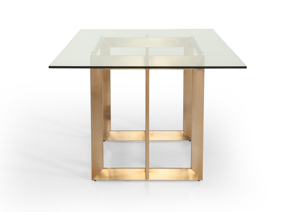 Modrest Keaton Modern Glass and Brass Dining Table