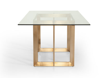 Modrest Keaton Modern Glass and Brass Dining Table