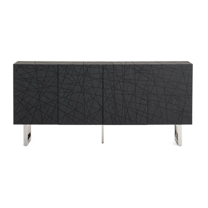 Modrest Kenda Modern Black Ash Stainless Steel Buffet