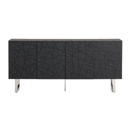 Modrest Kenda Modern Black Ash Stainless Steel Buffet