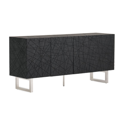 Modrest Kenda Modern Black Ash Stainless Steel Buffet